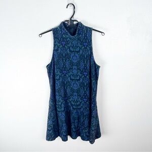 FREE PEOPLE  Amelia Wool Blend Jacquard High Mock Neck  Sleeveless Dress Large